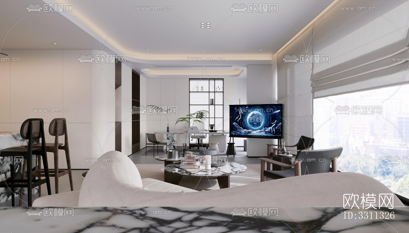现代客餐厅效果图下载（渲染图5）