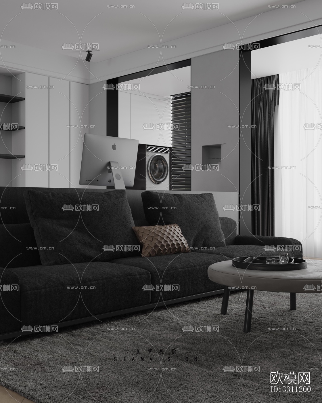 现代客餐厅效果图下载（渲染图2）