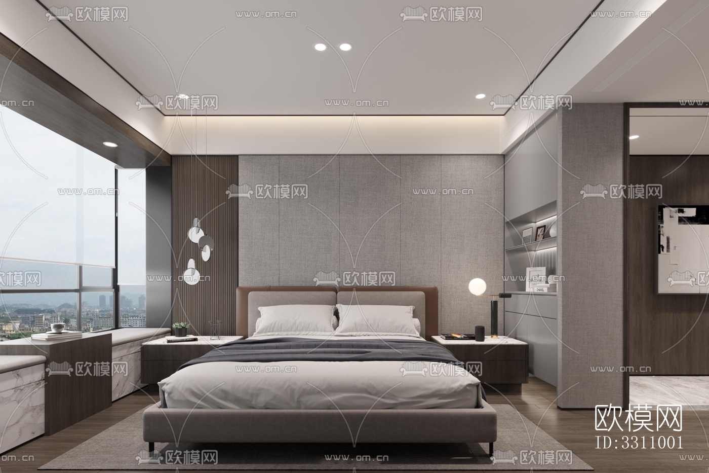 现代客餐厅效果图下载（渲染图1）