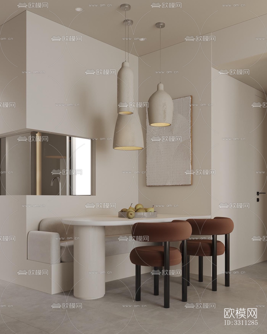现代客餐厅效果图下载（渲染图9）