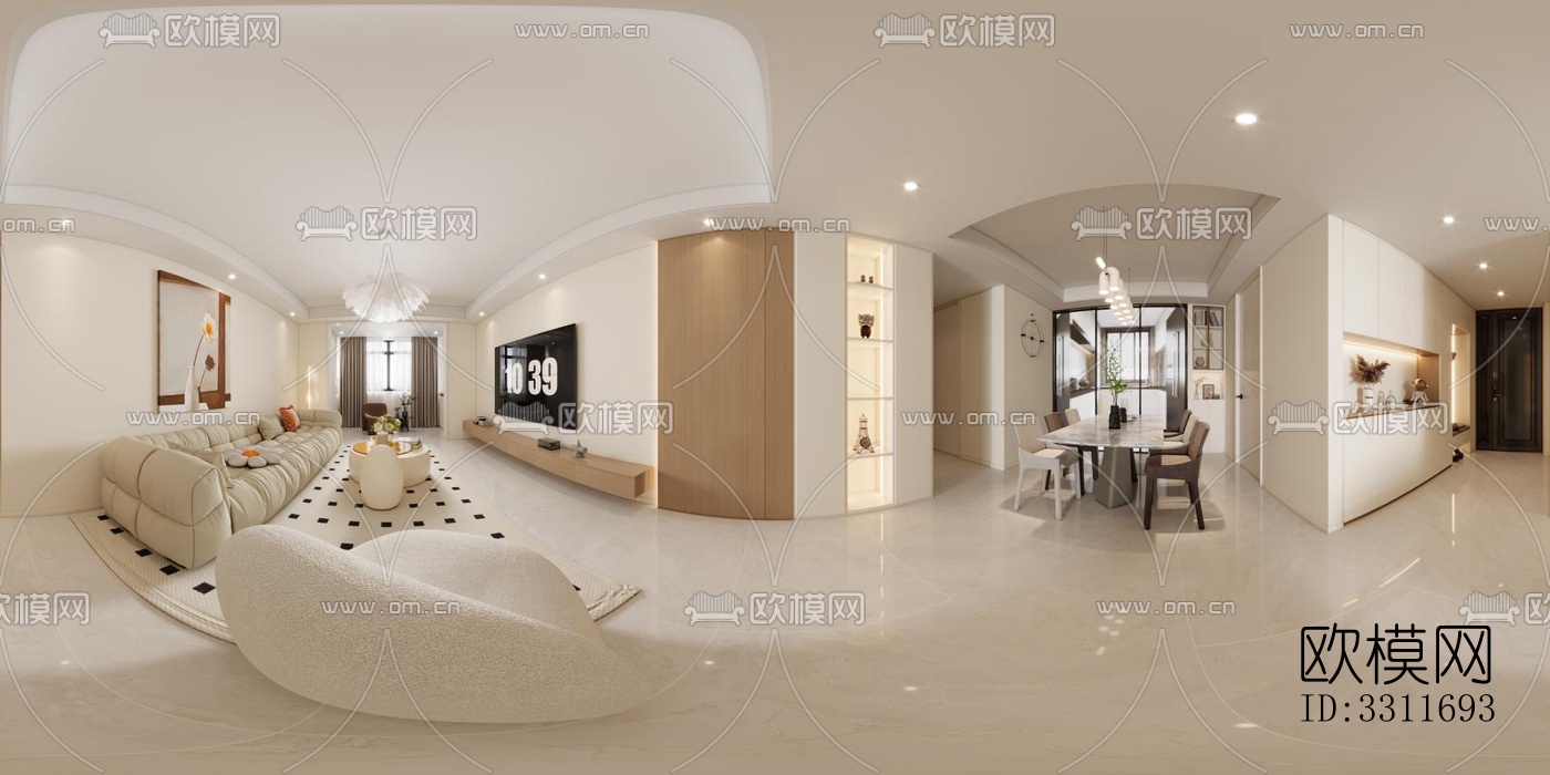 现代客餐厅效果图下载（渲染图3）