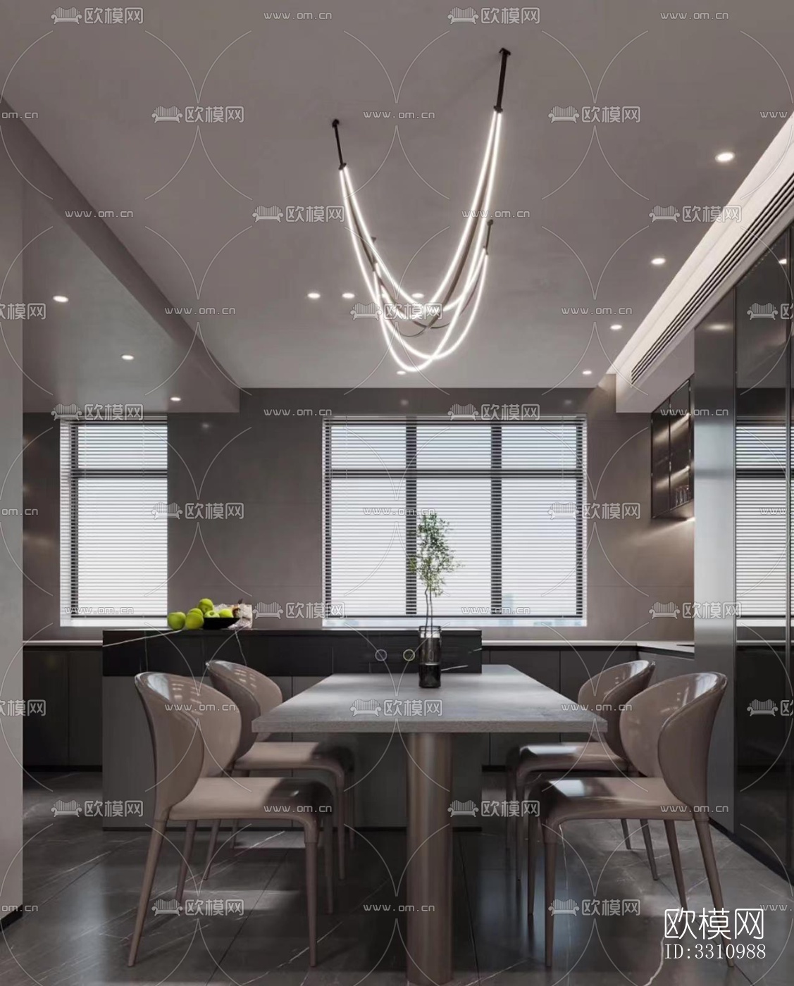 现代客餐厅效果图下载（渲染图7）