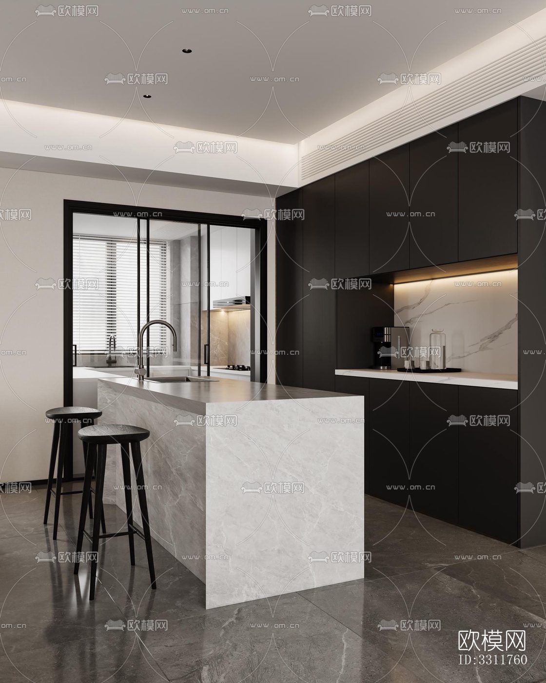 现代客餐厅效果图下载（渲染图8）