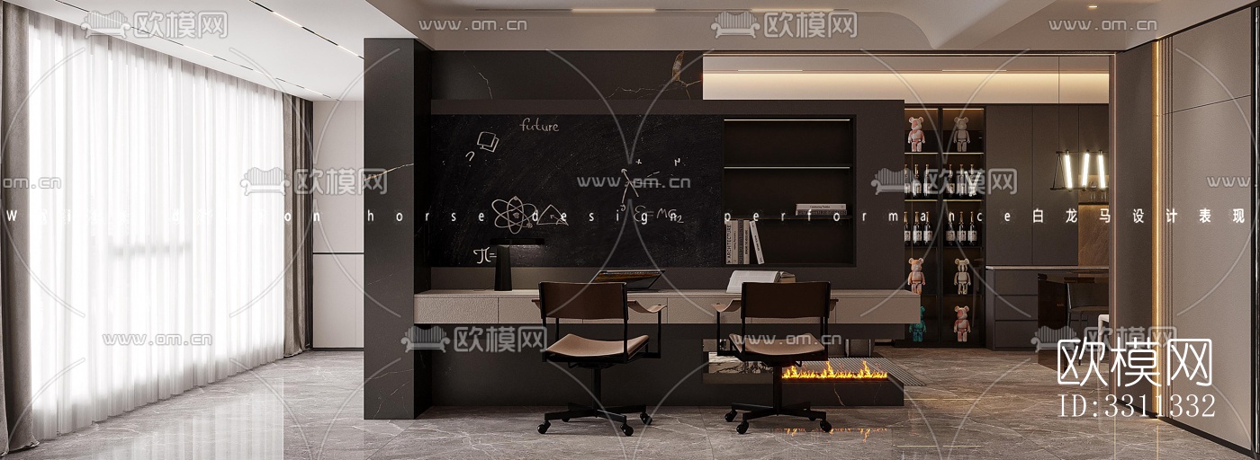 现代客餐厅效果图下载（渲染图6）