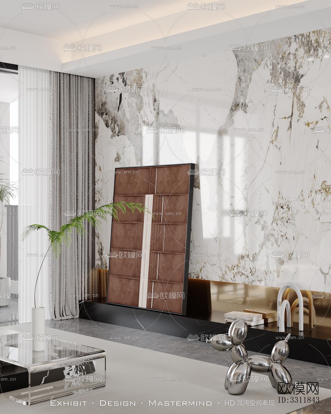 现代客餐厅效果图下载（渲染图2）