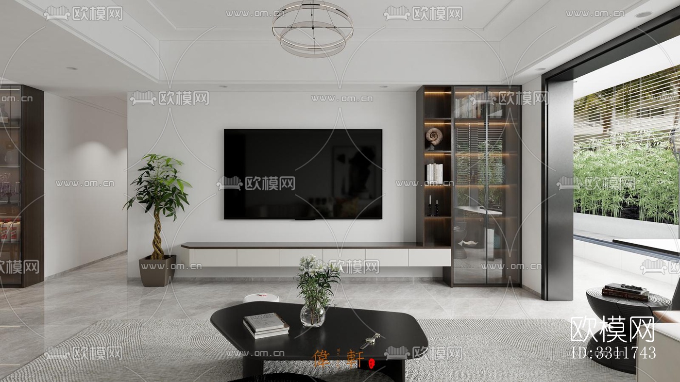 现代客餐厅效果图下载（渲染图1）