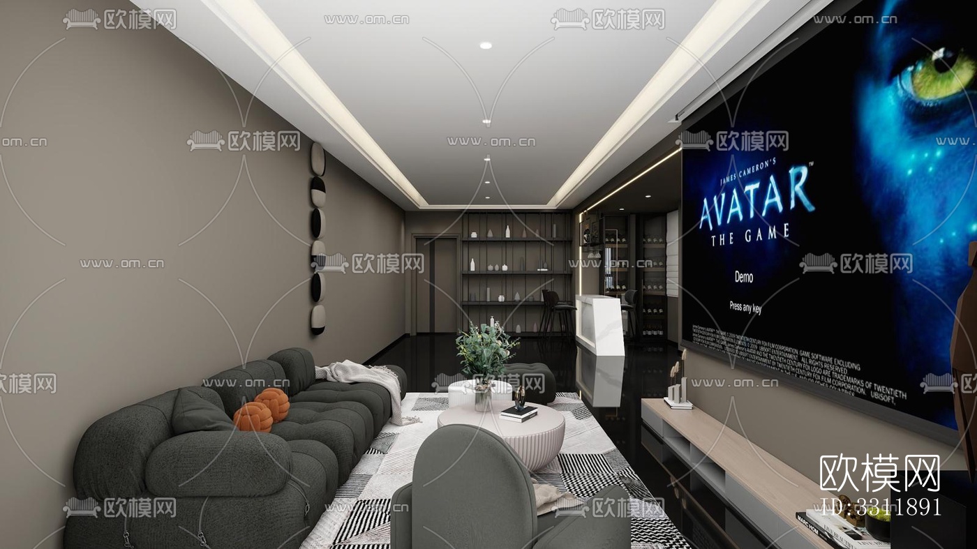 现代客餐厅效果图下载（渲染图8）