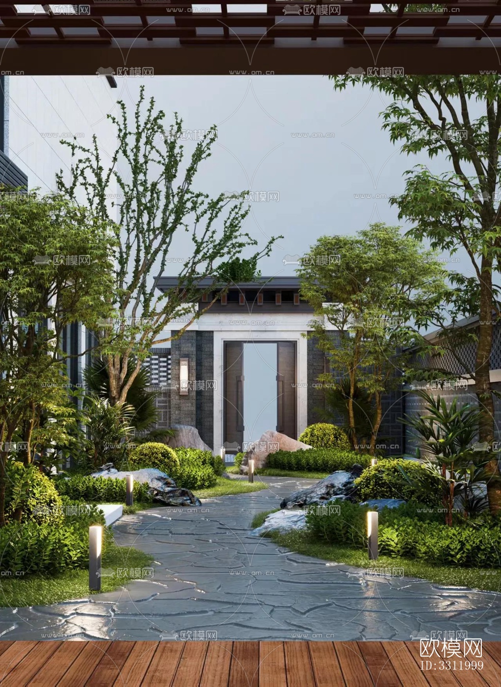 现代阳台花园效果图下载（渲染图1）