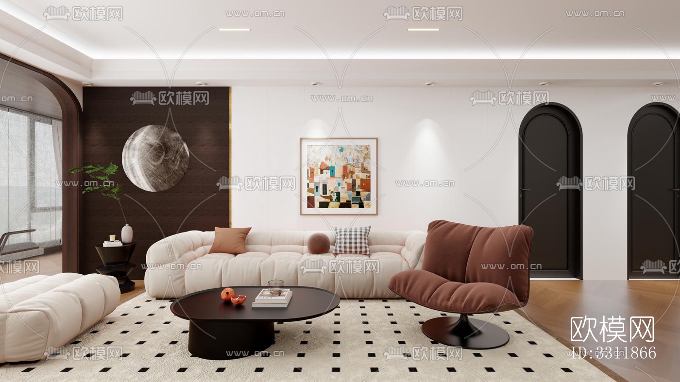 现代客餐厅效果图下载（渲染图2）