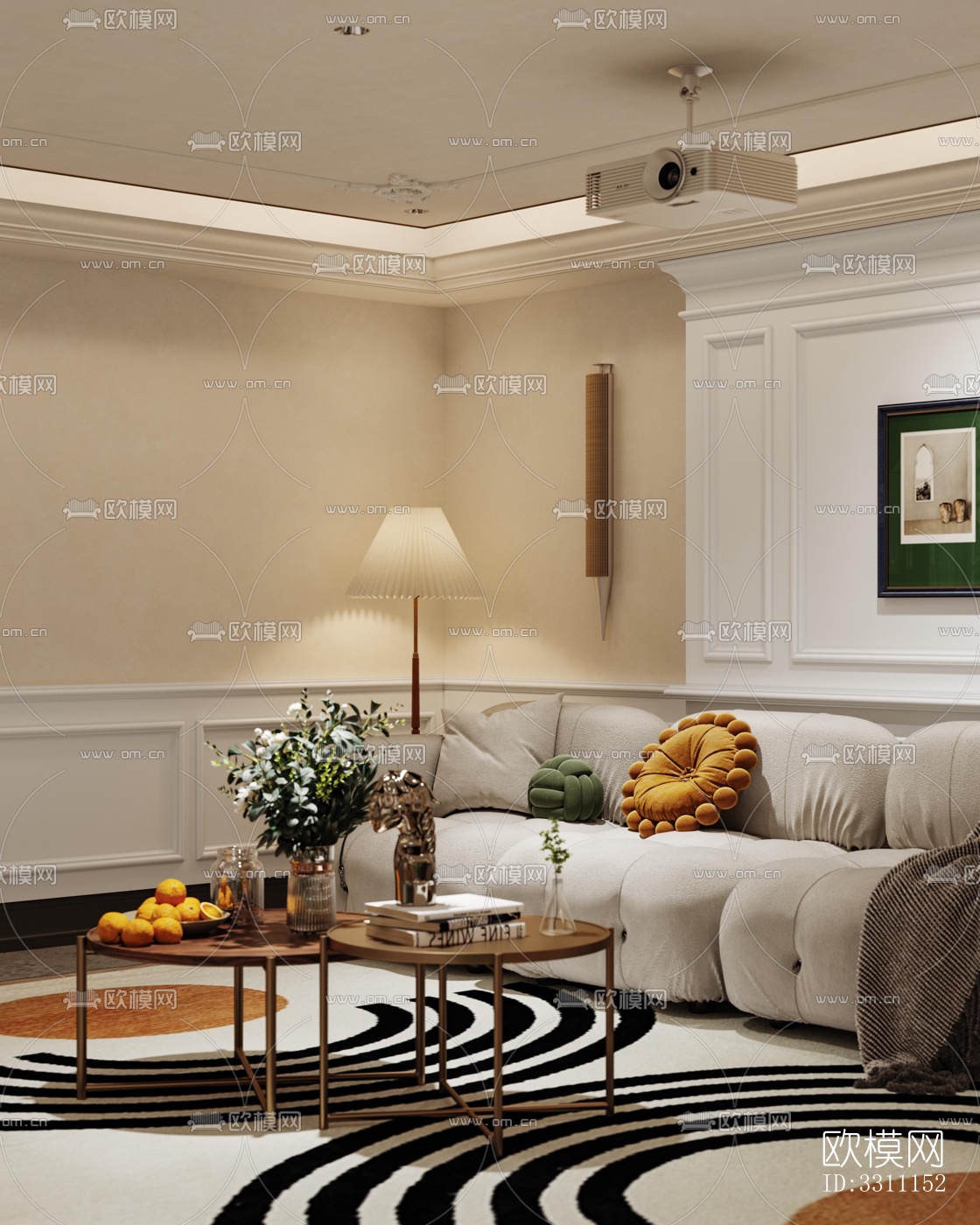 现代客餐厅效果图下载（渲染图4）