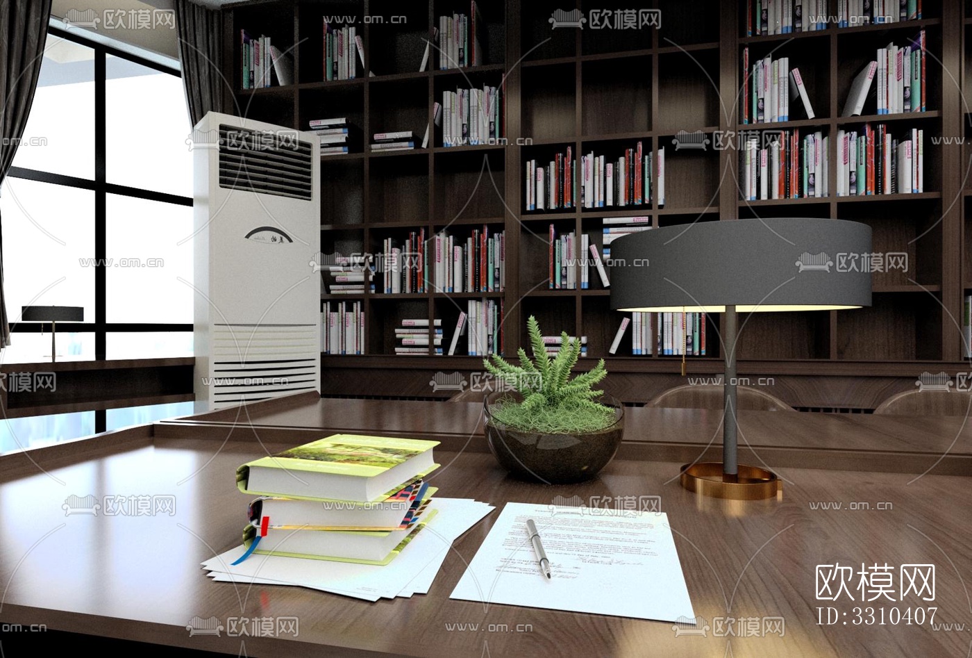 中式图书馆效果图下载（渲染图3）