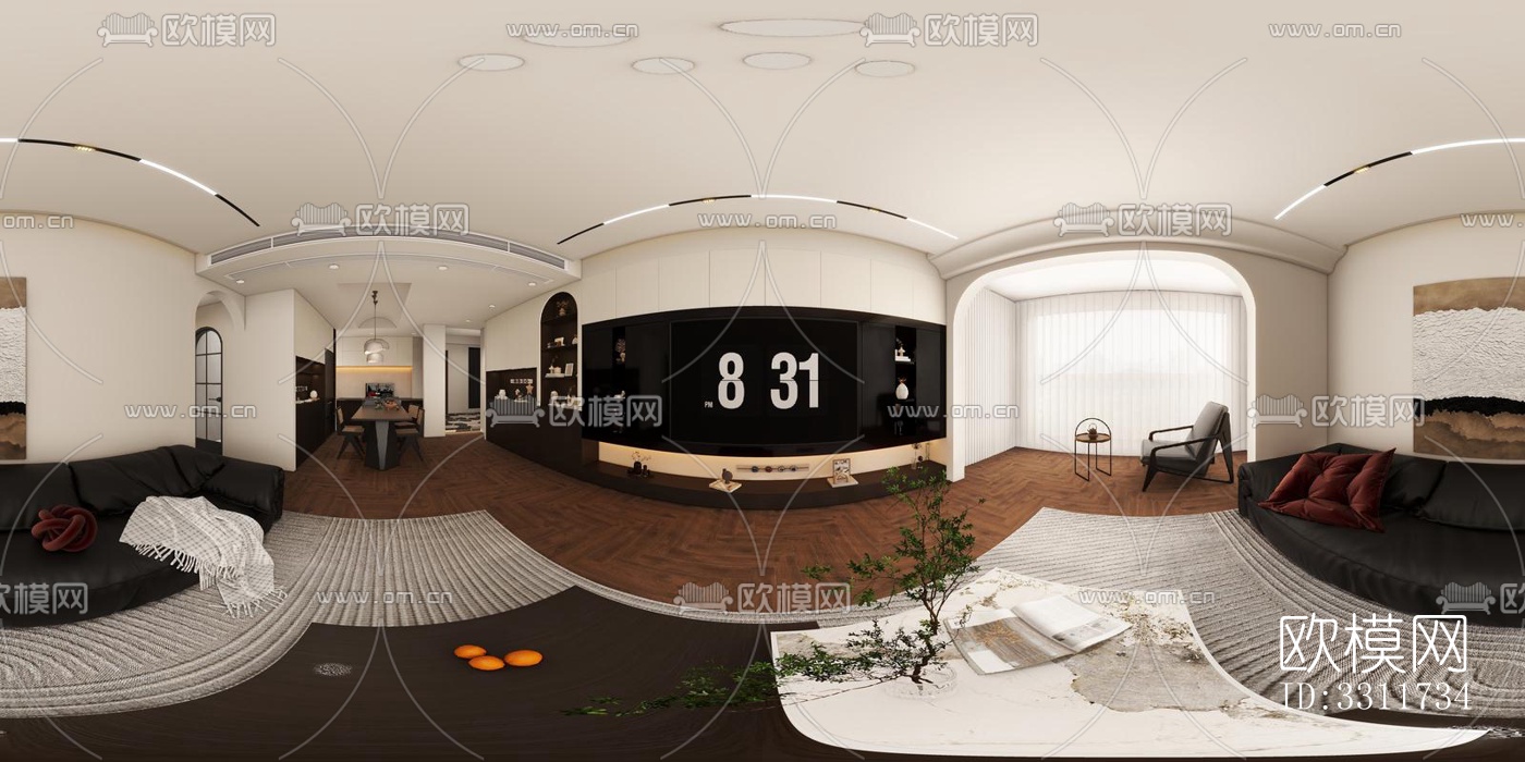 现代客餐厅效果图下载（渲染图2）