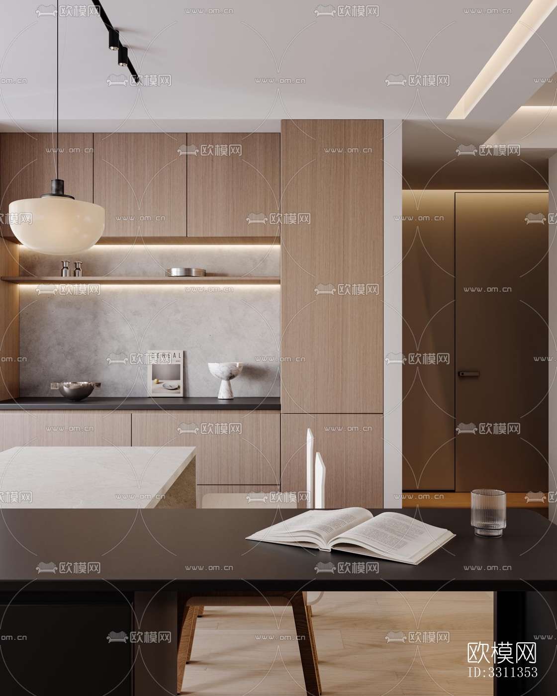 现代客餐厅效果图下载（渲染图1）