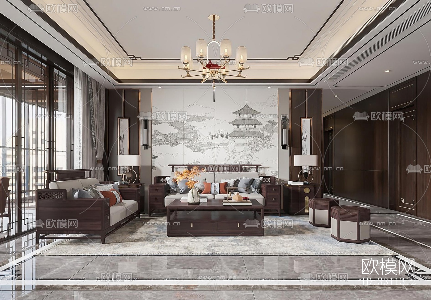 现代客餐厅效果图下载（渲染图5）