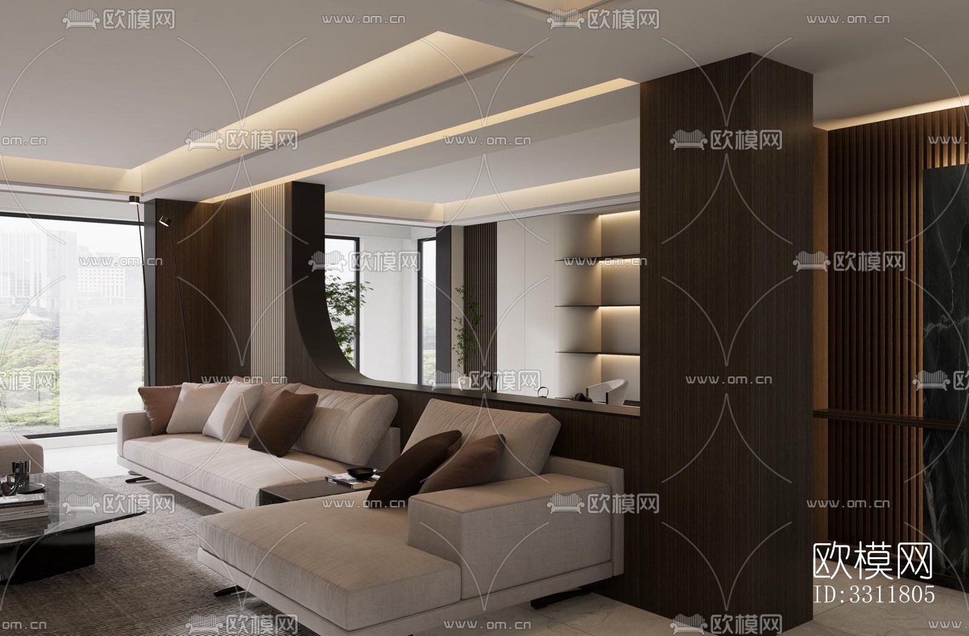 现代客餐厅效果图下载（渲染图8）