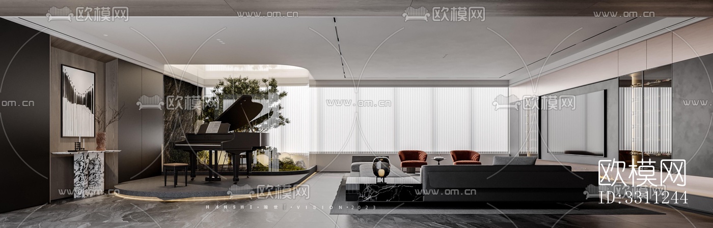 现代客餐厅效果图下载（渲染图10）