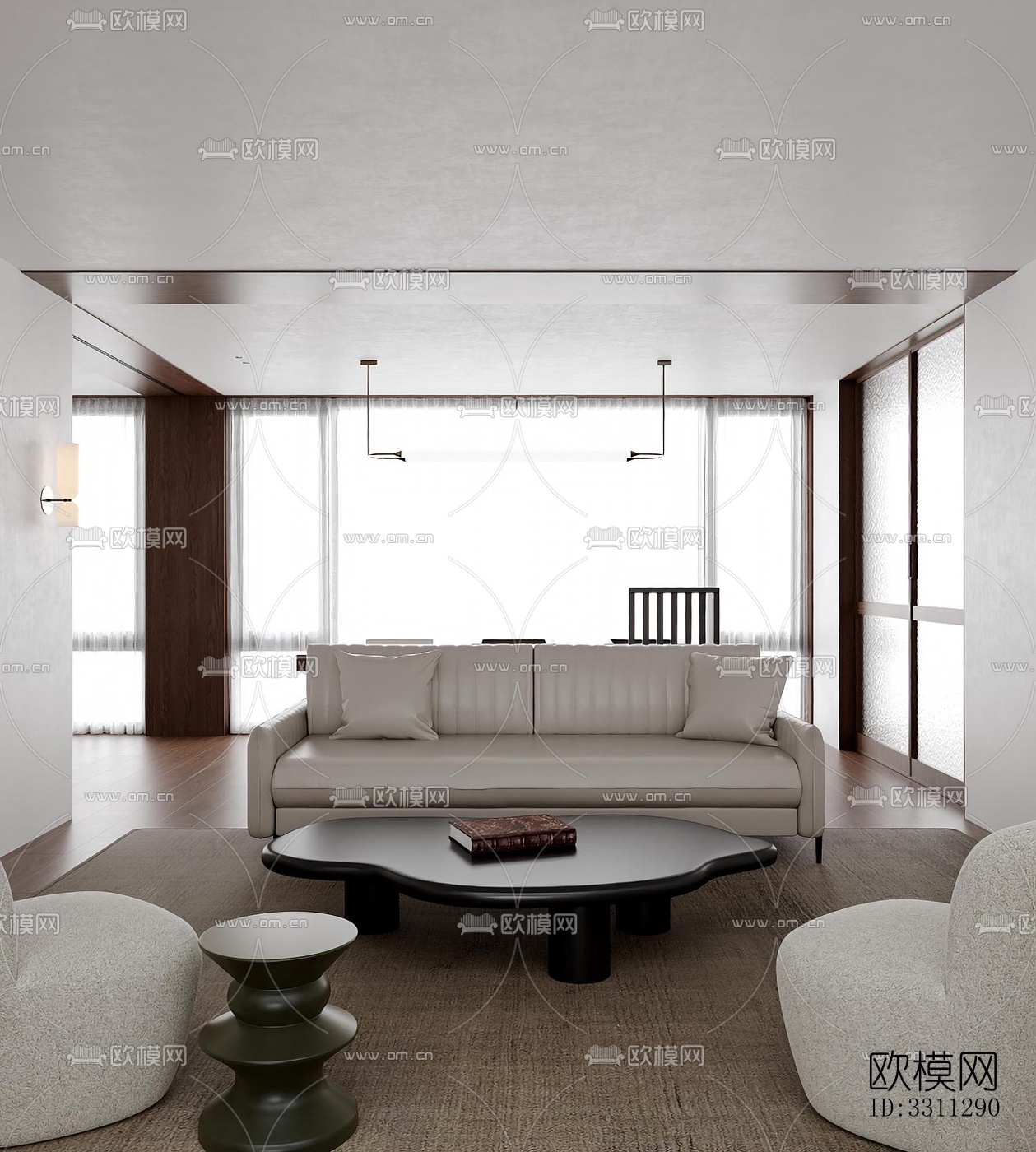 现代客餐厅效果图下载（渲染图3）