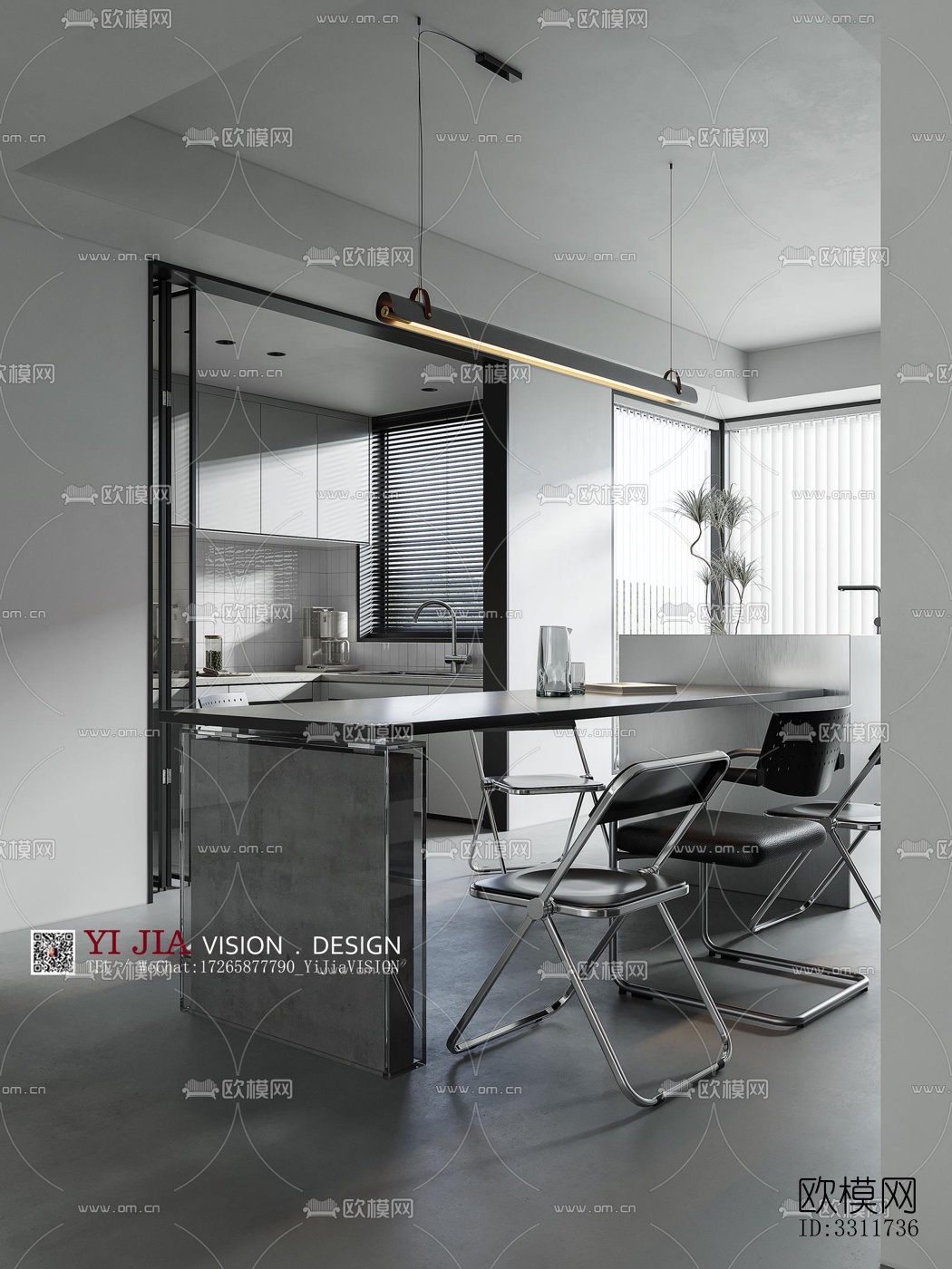 现代客餐厅效果图下载（渲染图5）