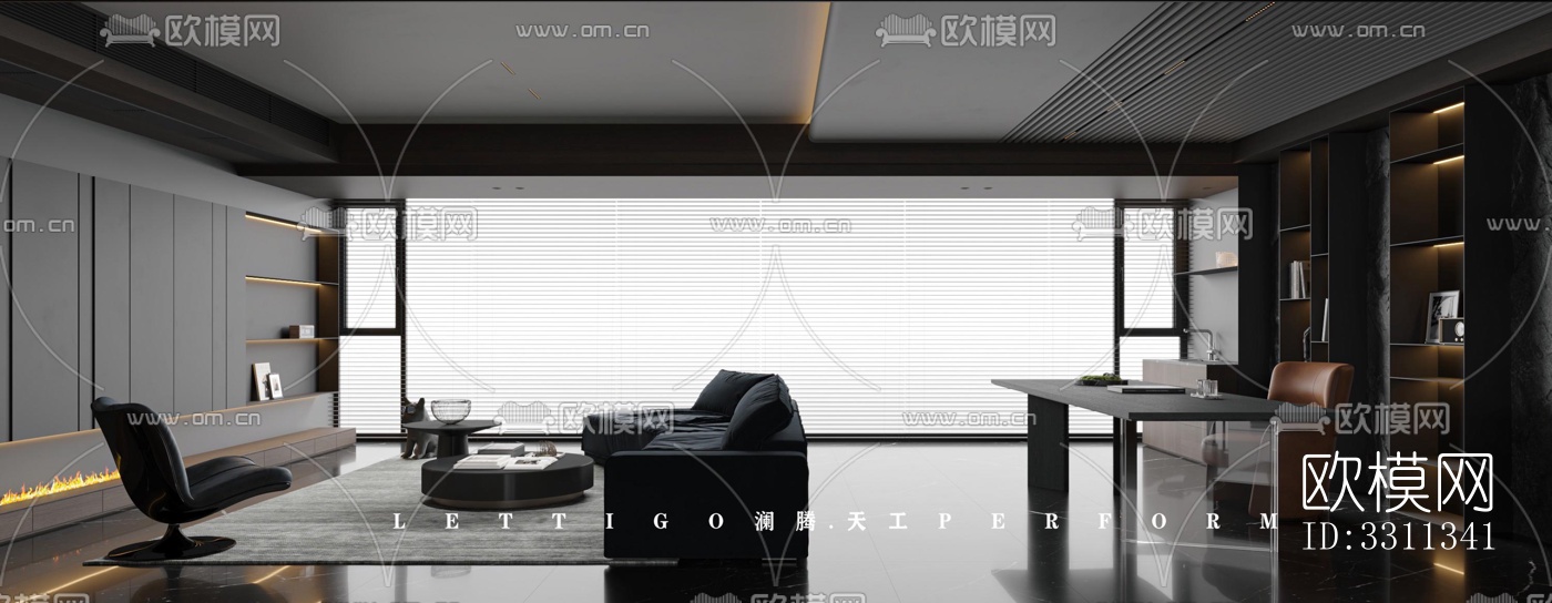 现代客餐厅效果图下载（渲染图2）