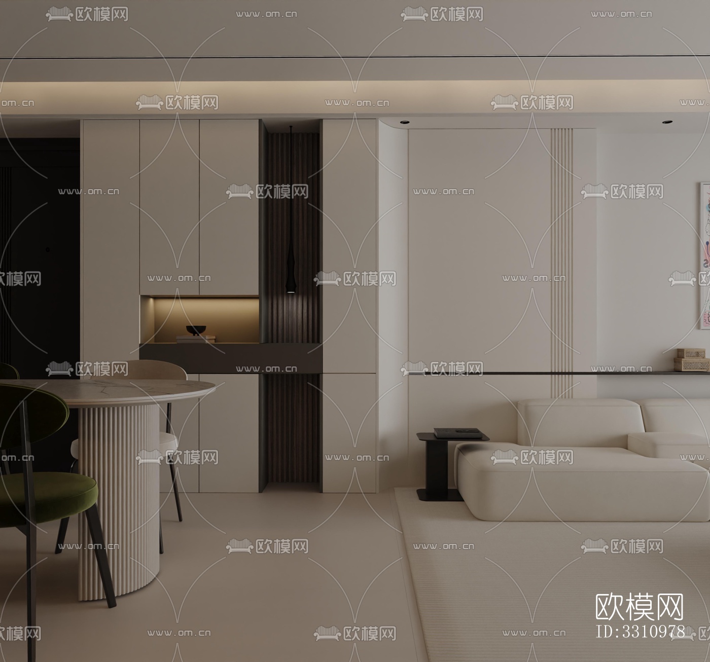 现代客餐厅效果图下载（渲染图2）