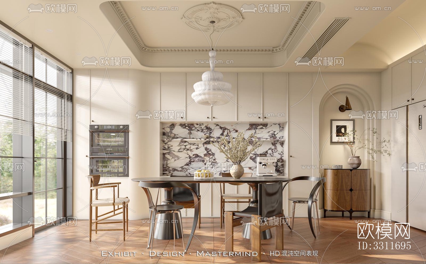 现代客餐厅效果图下载（渲染图4）