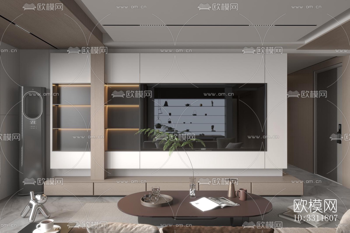 现代客餐厅效果图下载（渲染图1）