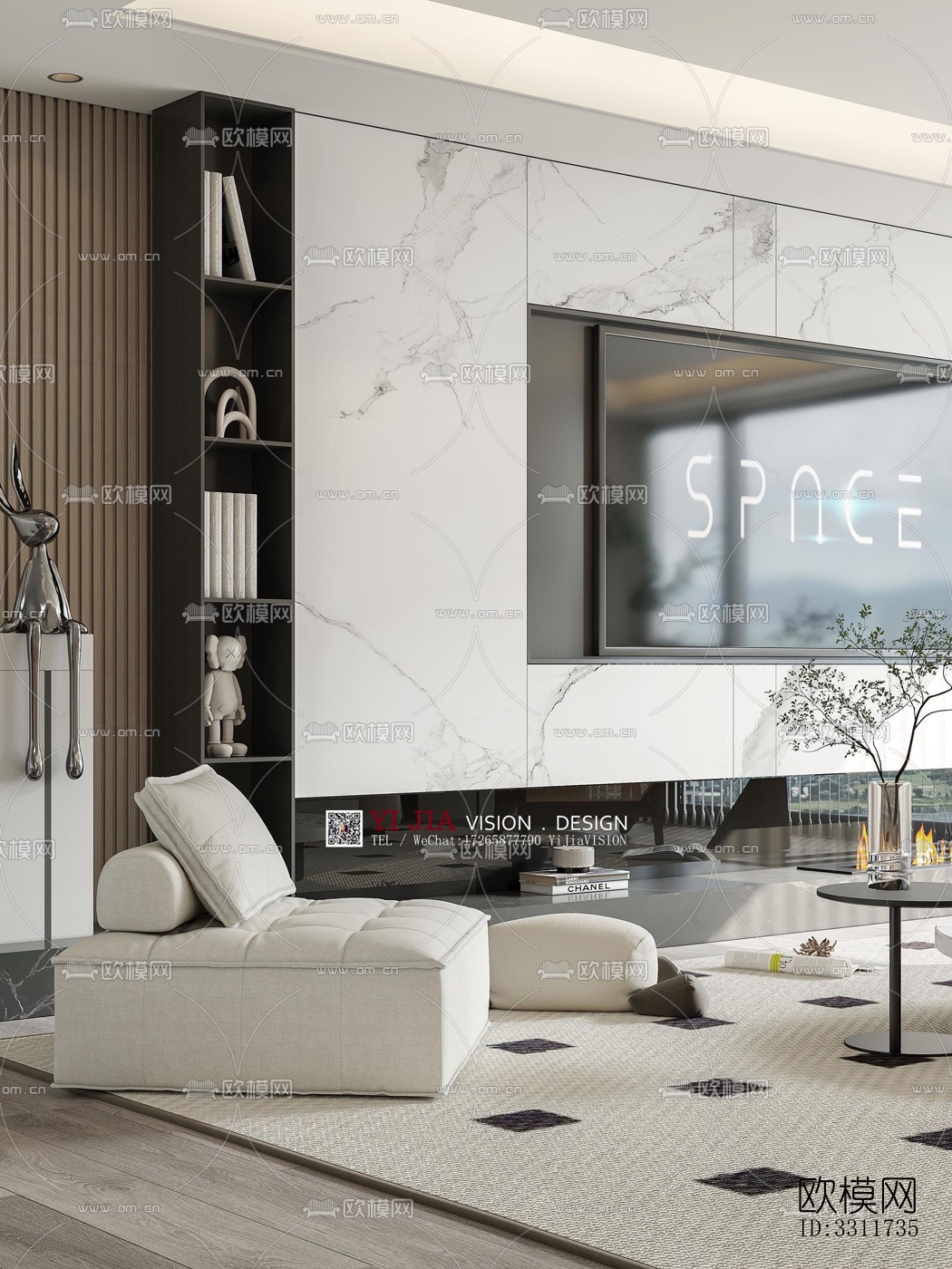 现代客餐厅效果图下载（渲染图5）