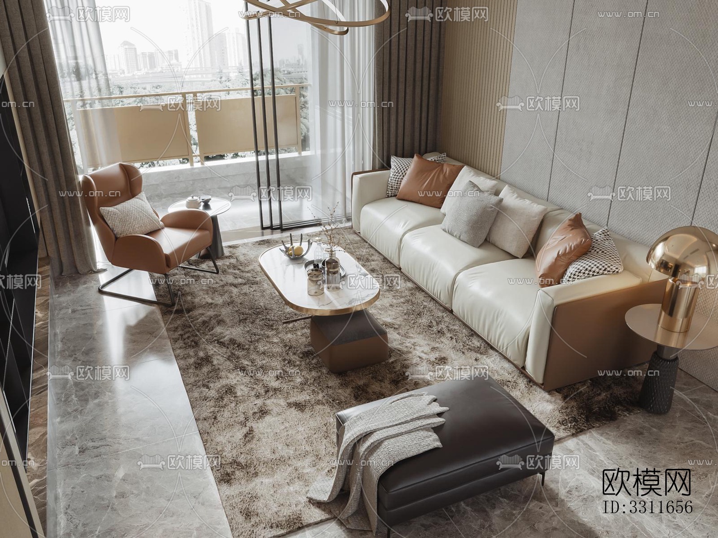 现代客餐厅效果图下载（渲染图1）