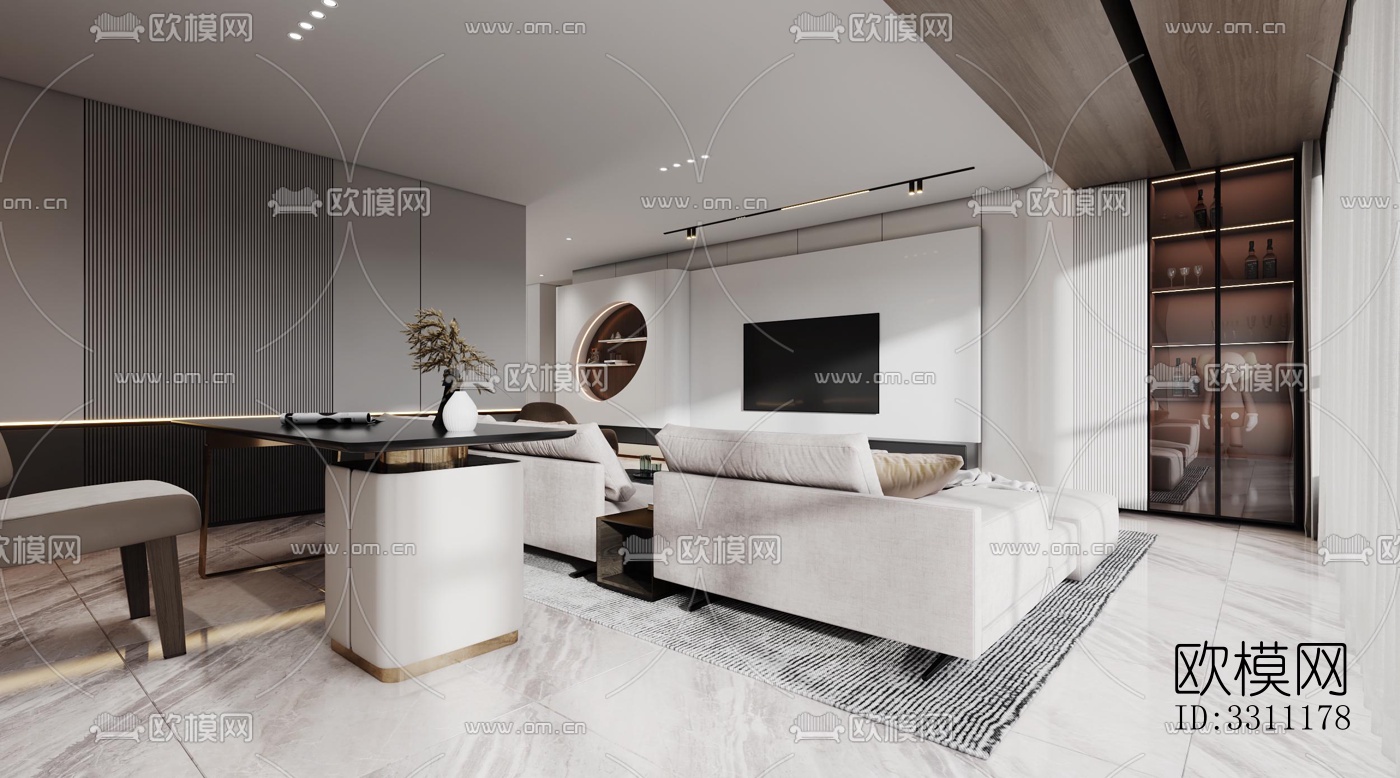 现代客餐厅效果图下载（渲染图5）