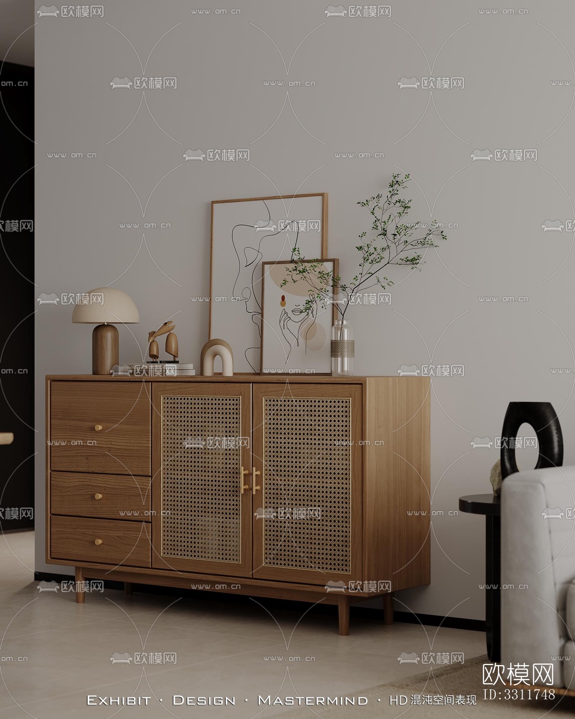 现代客餐厅效果图下载（渲染图1）