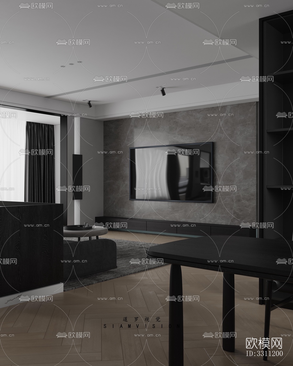 现代客餐厅效果图下载（渲染图15）