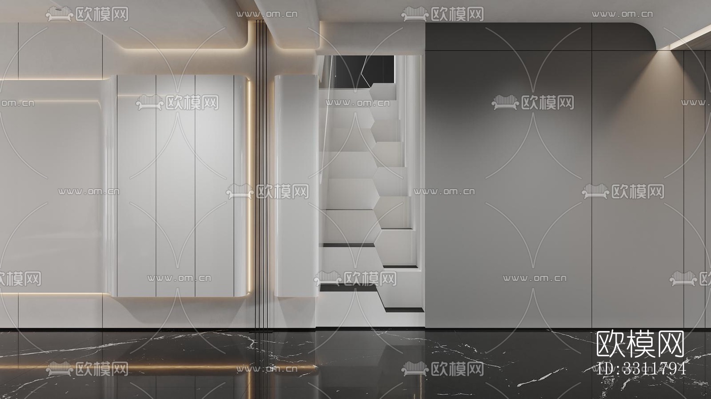 现代客餐厅效果图下载（渲染图1）