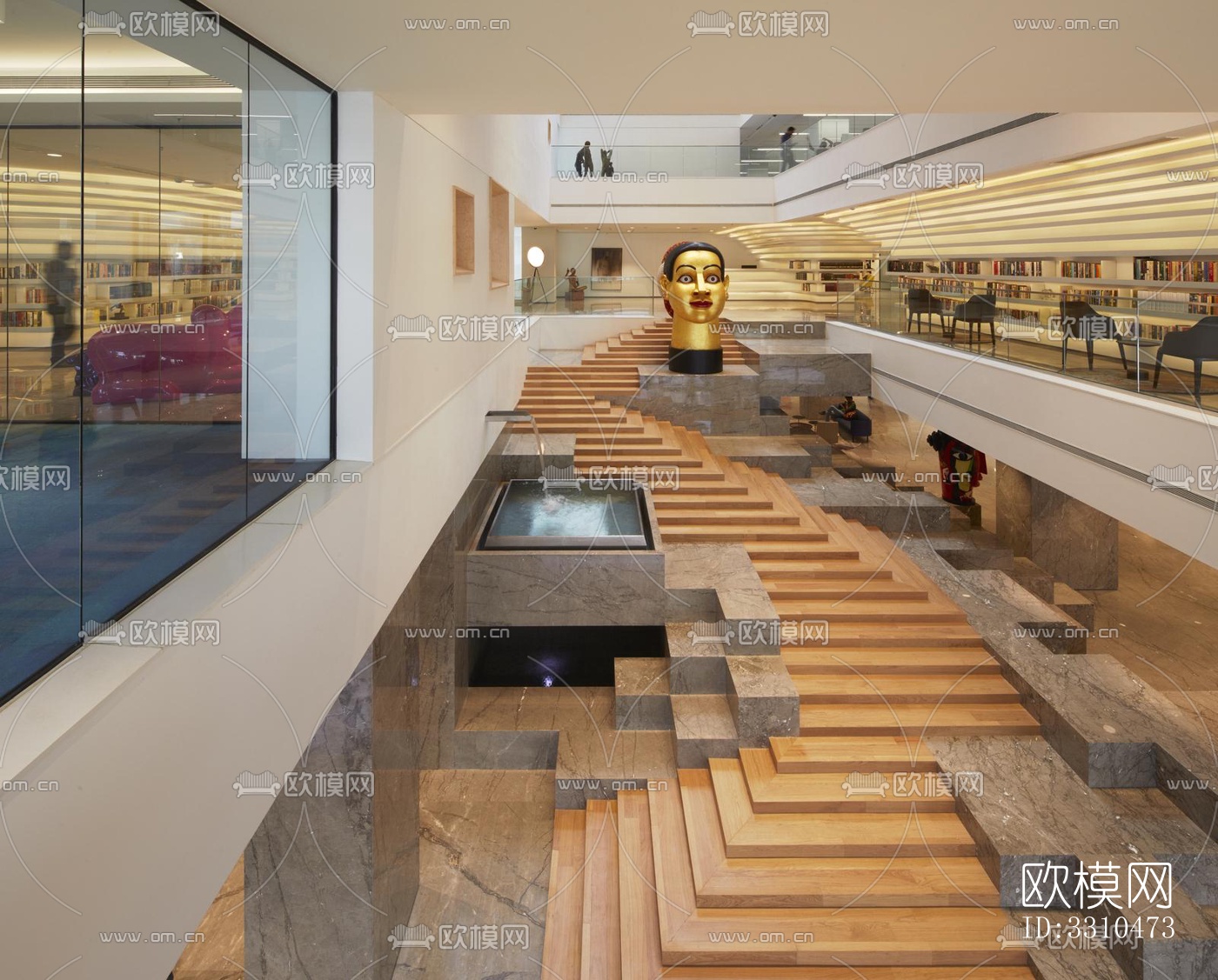 现代图书馆效果图下载（渲染图7）