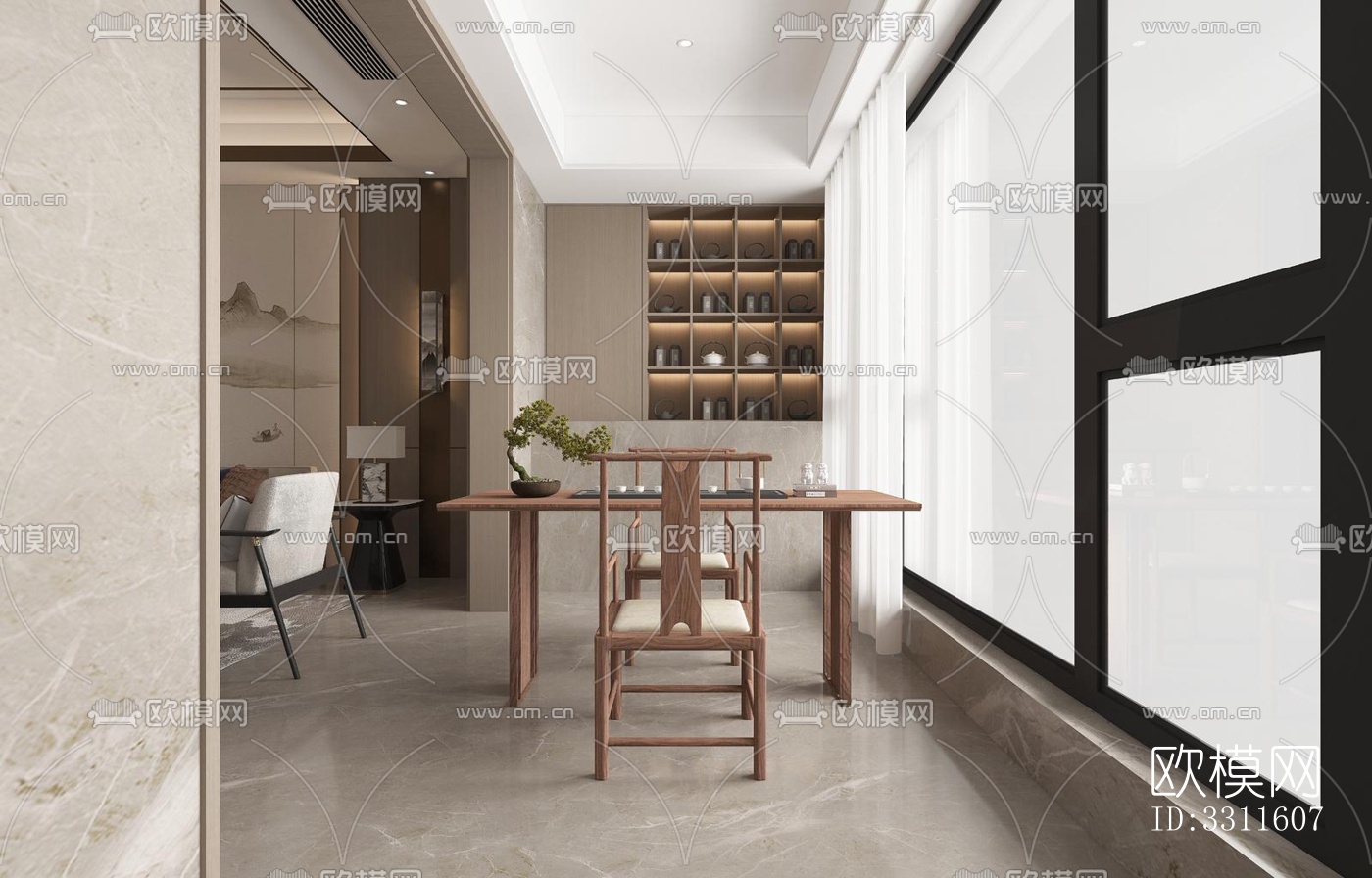 现代客餐厅效果图下载（渲染图6）
