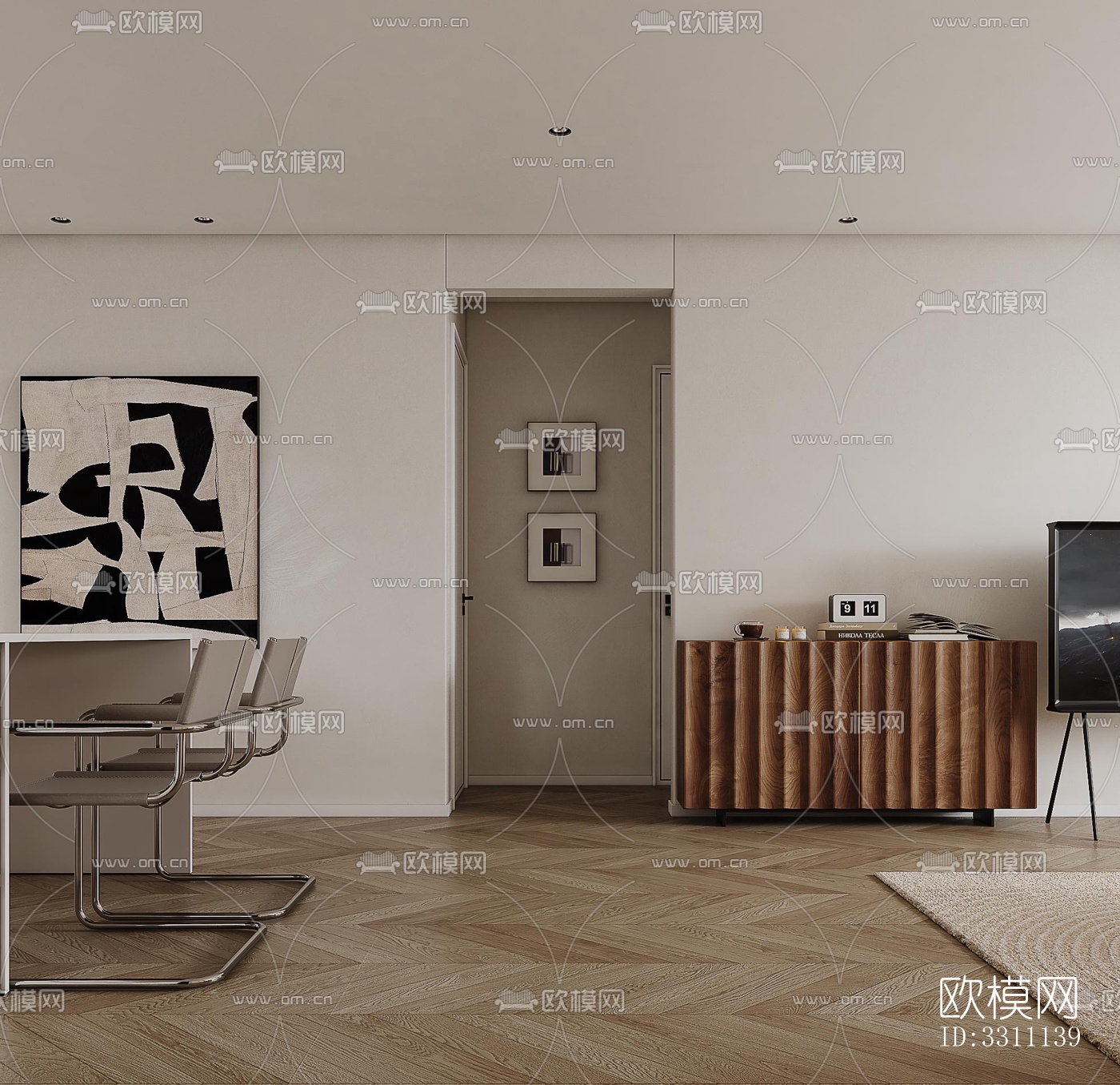 现代客餐厅效果图下载（渲染图1）