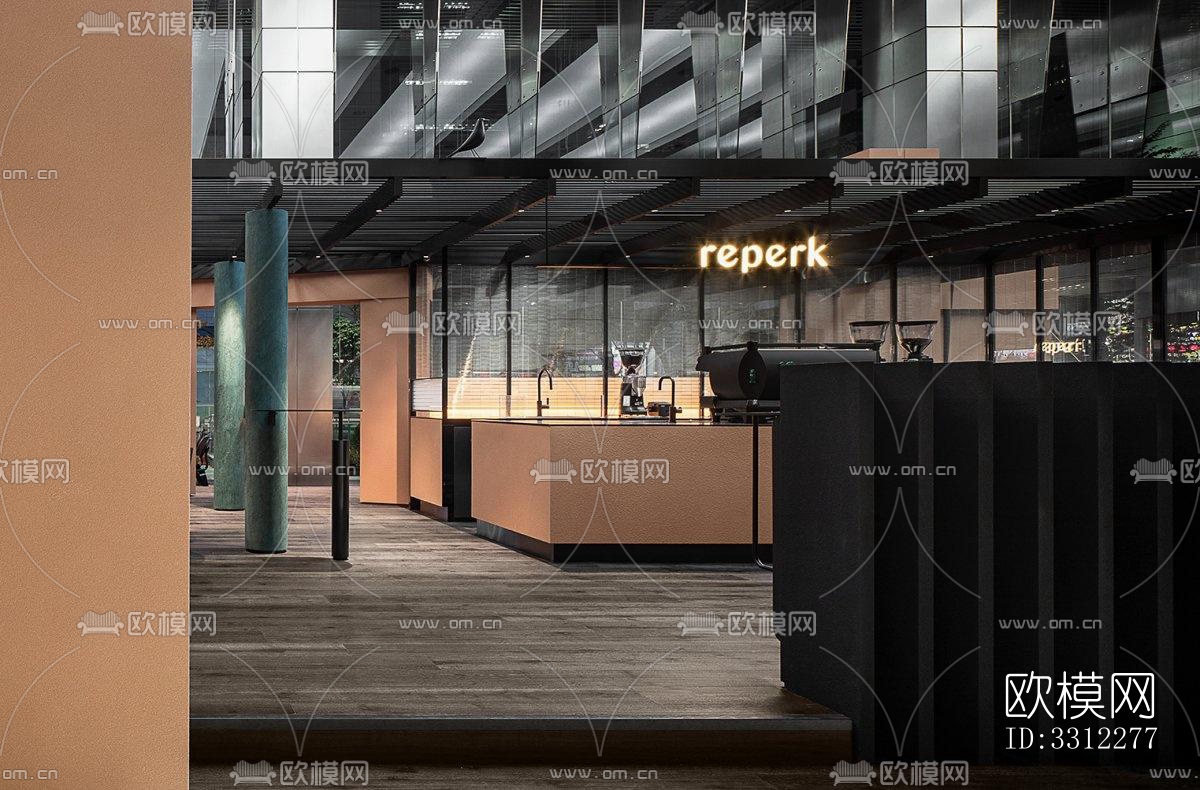 现代咖啡奶茶效果图下载（渲染图3）