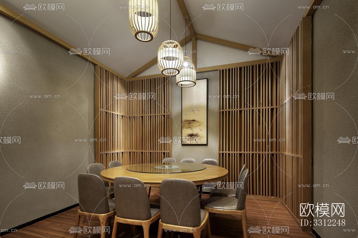 新中式中餐厅效果图下载（渲染图2）