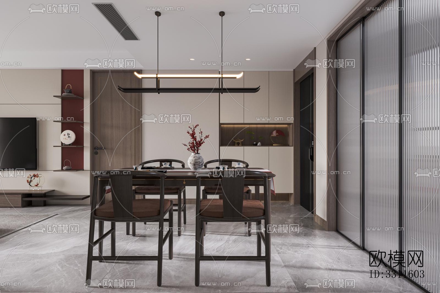 现代客餐厅效果图下载（渲染图2）