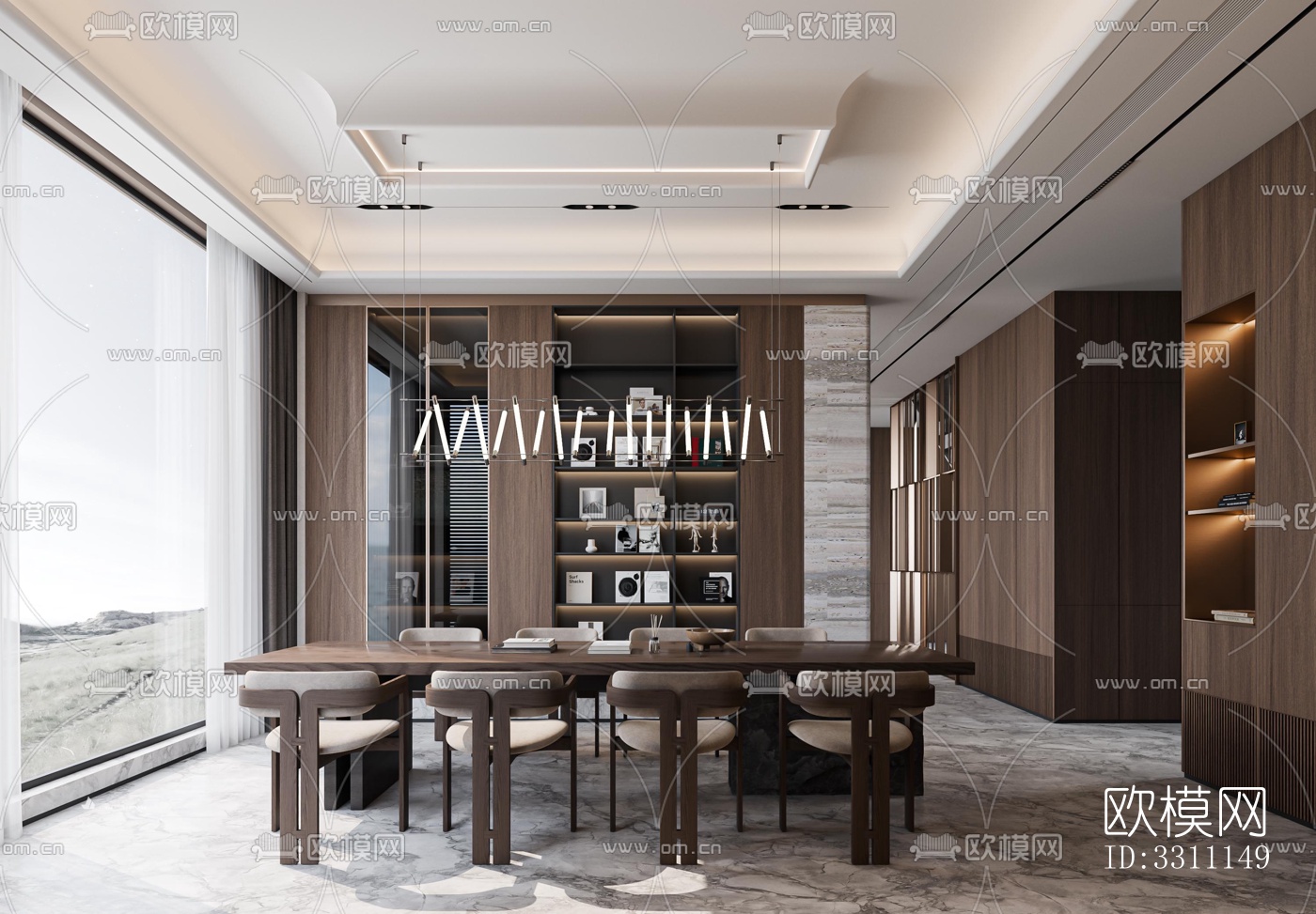 现代客餐厅效果图下载（渲染图1）