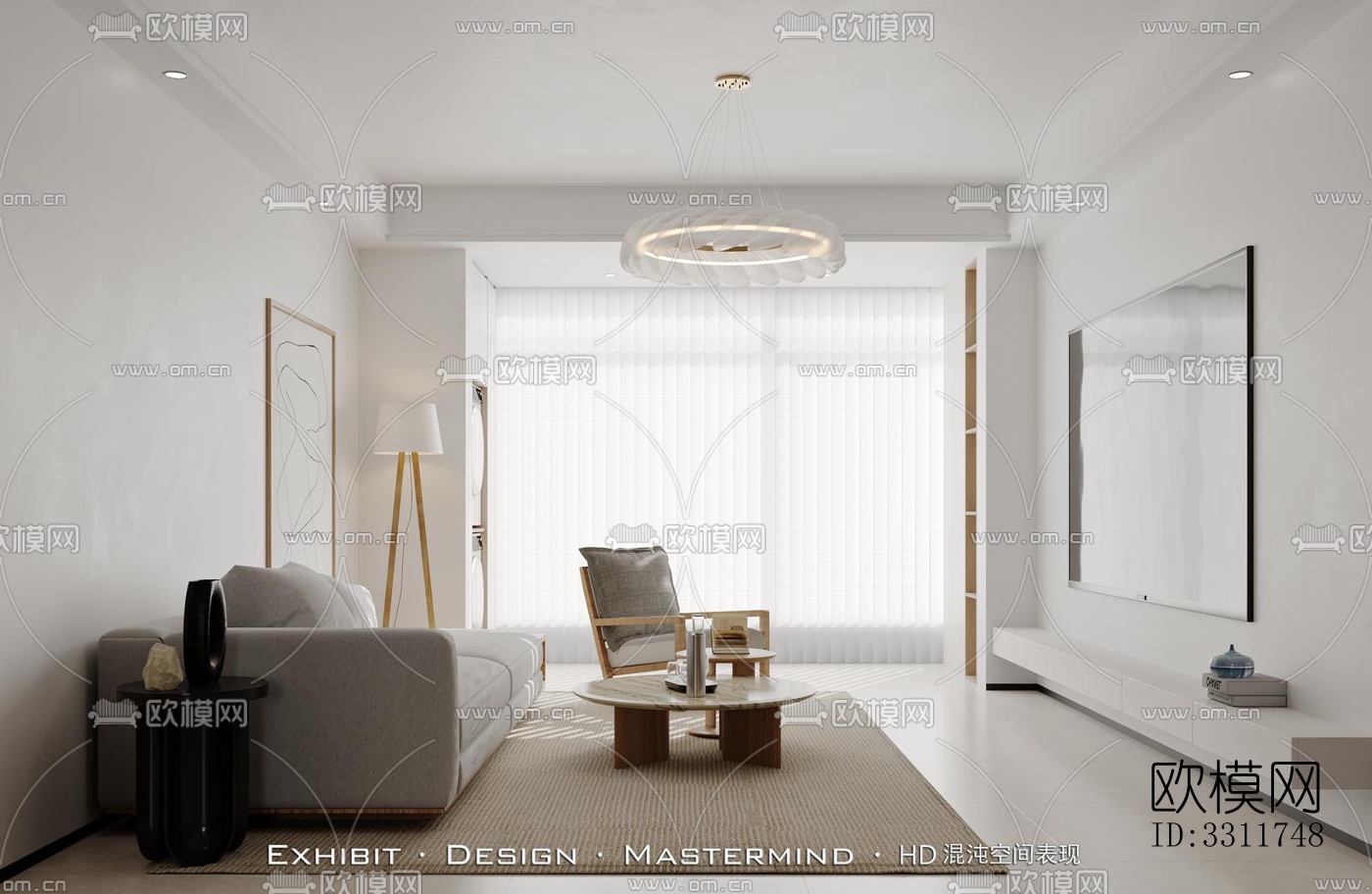 现代客餐厅效果图下载（渲染图4）