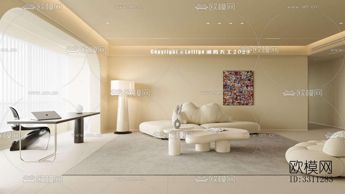 现代客餐厅效果图下载（渲染图2）