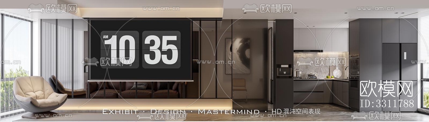 现代客餐厅效果图下载（渲染图6）