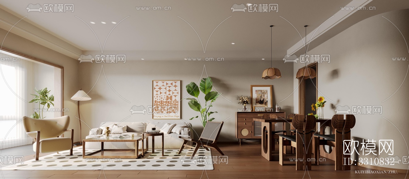 现代客餐厅效果图下载（渲染图7）