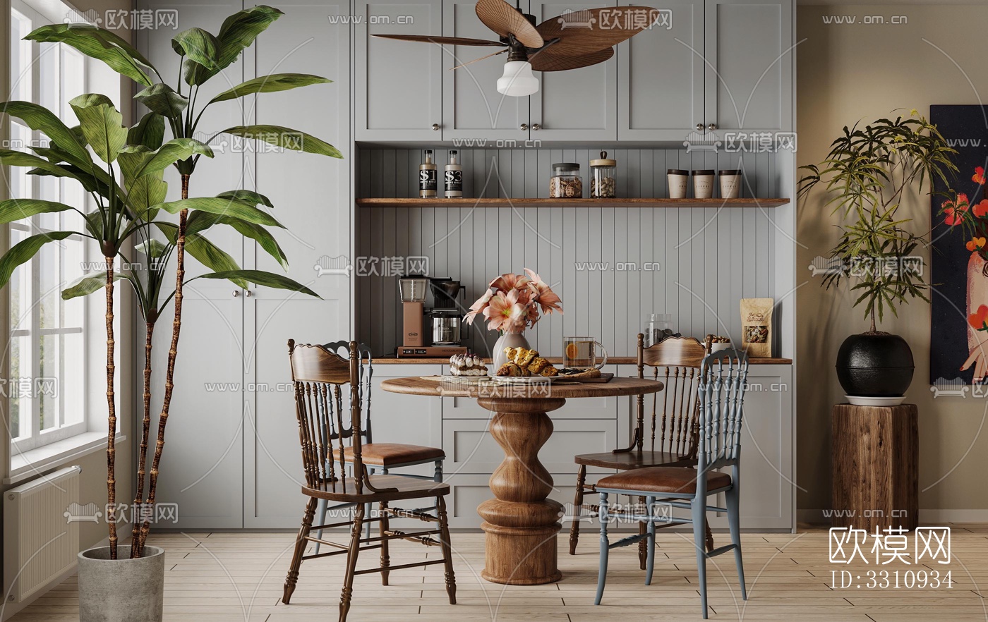 现代客餐厅效果图下载（渲染图4）