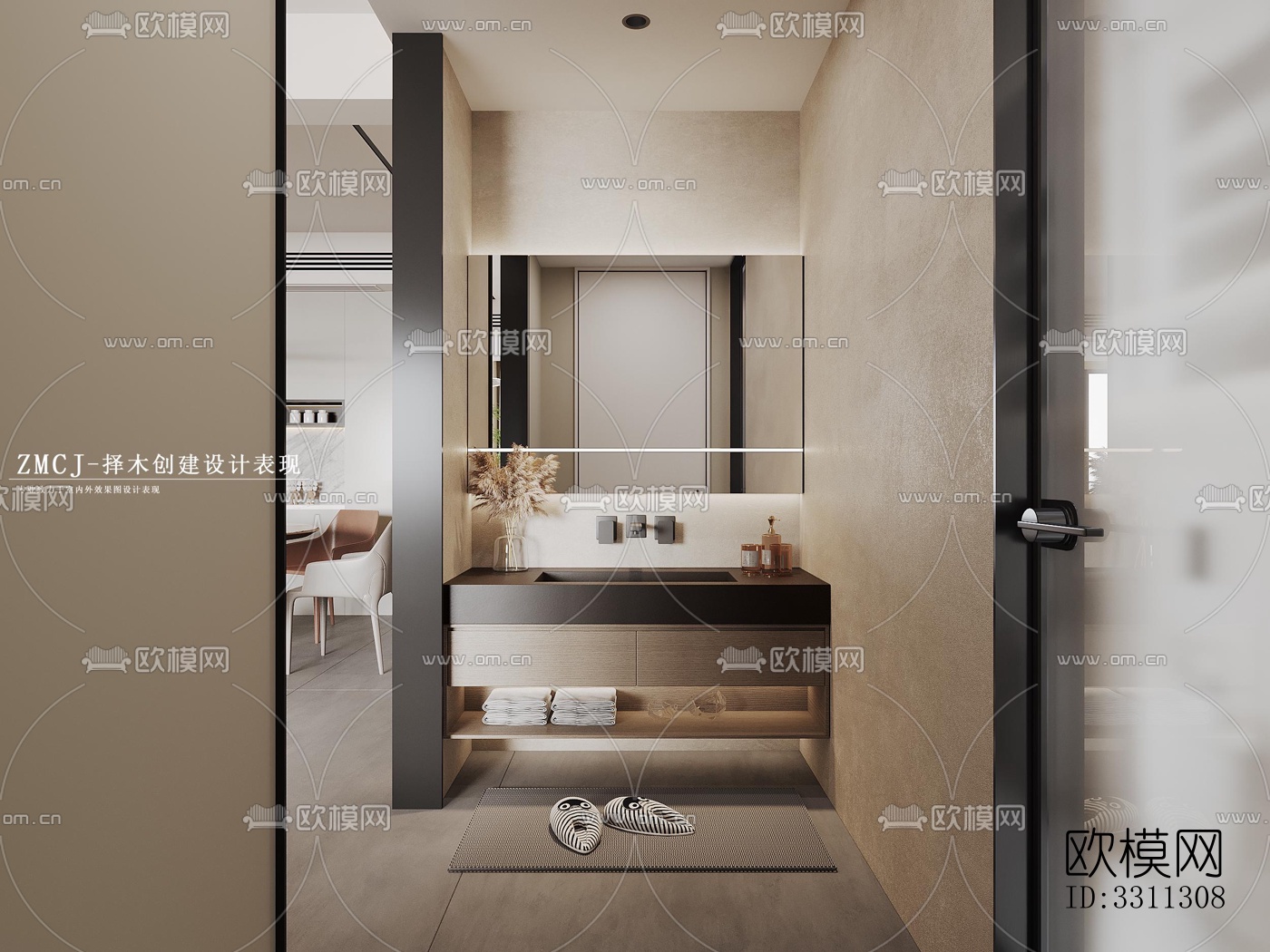 现代客餐厅效果图下载（渲染图6）