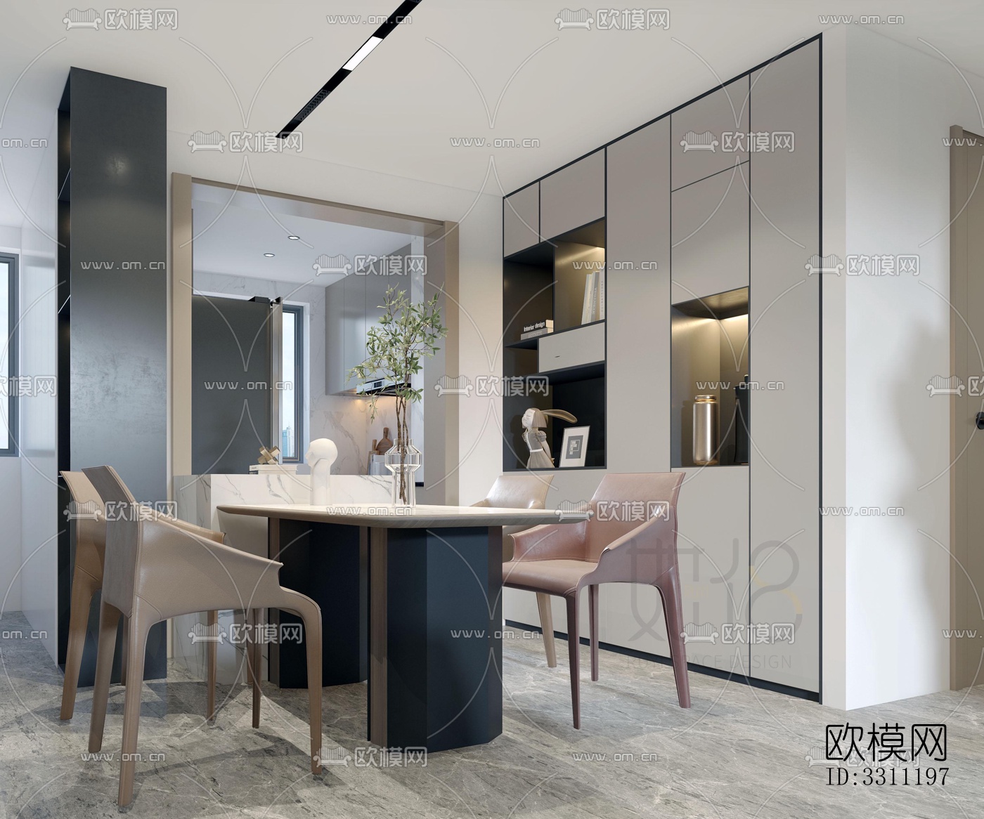 现代客餐厅效果图下载（渲染图6）