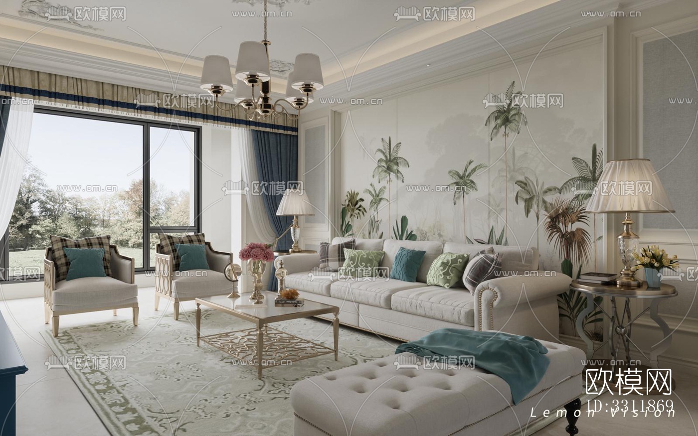 现代客餐厅效果图下载（渲染图6）