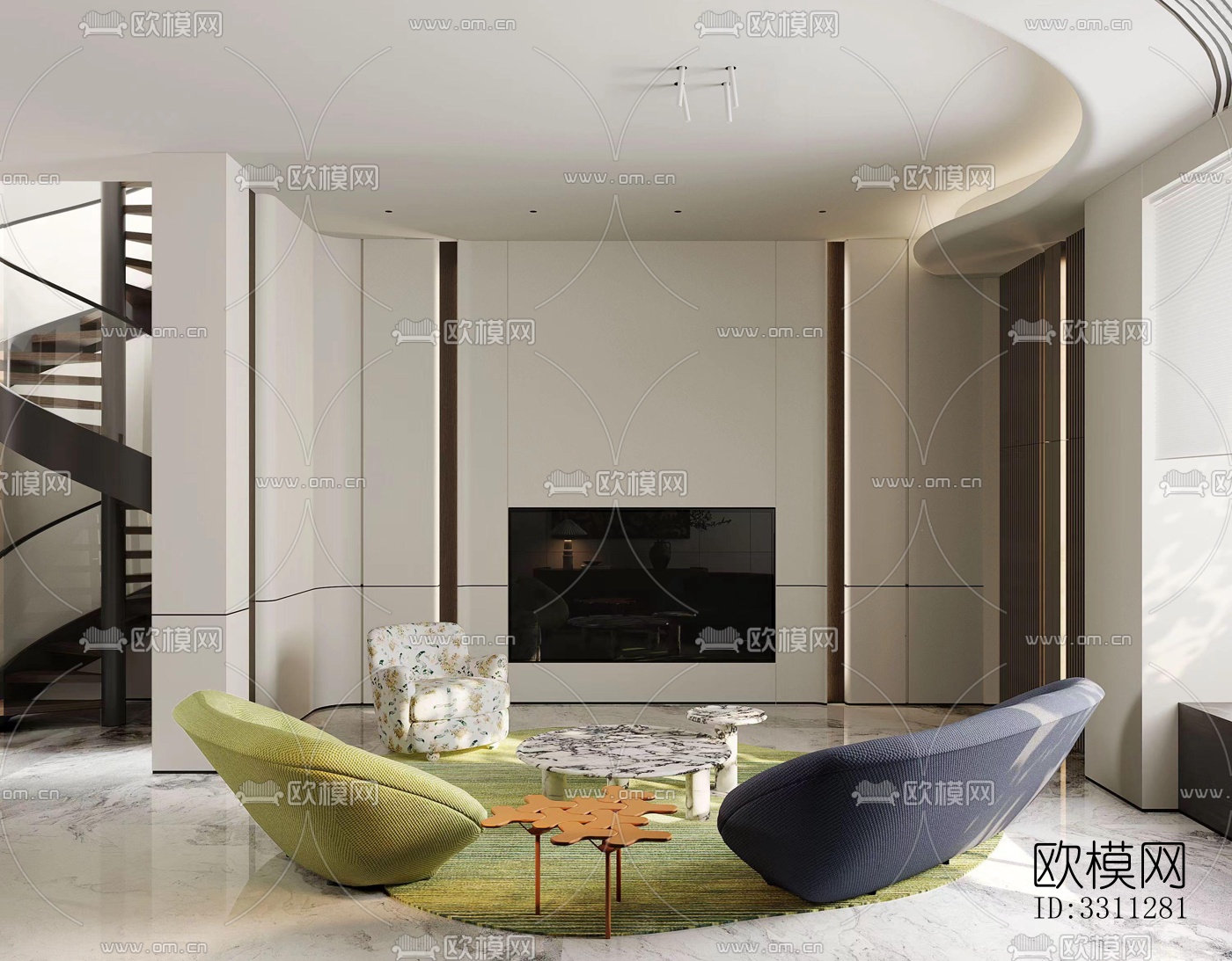 现代客餐厅效果图下载（渲染图6）