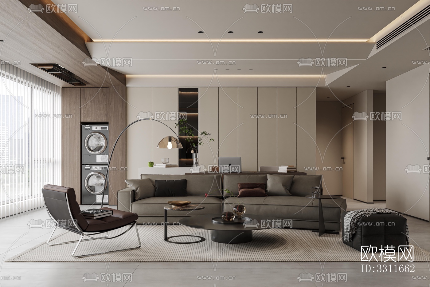 现代客餐厅效果图下载（渲染图1）