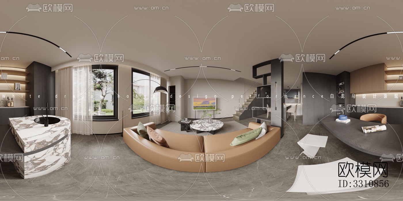 现代客餐厅效果图下载（渲染图4）